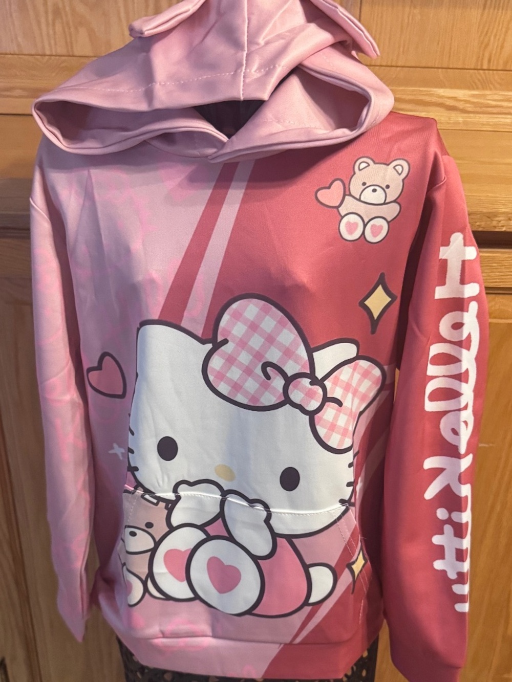 New Girls Hello Kitty Hoodie With Cat Ears Medium (9-10) Casual Cute